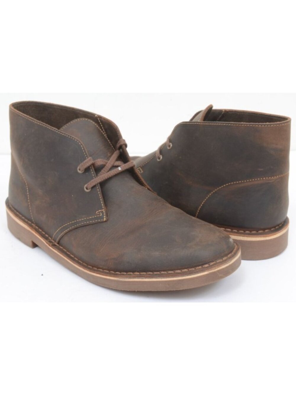 NEW Clarks Shepton Mens 10.5 WIDE Leather Lace-Up Comfort Chukka Boot Preppy